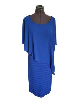 Frank Lyman Design Cobalt Blue Draped Midi Dress